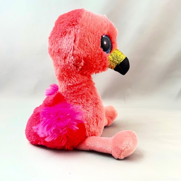 Ty Beanie Boos Gilda Flamingo Small Pink Excellent Glitter Eyes Sparkle Beak - Picture 4 of 14